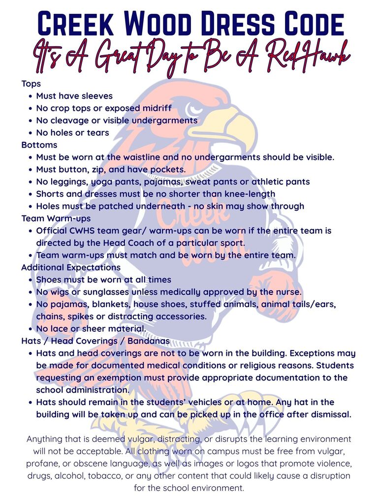 CWHS 2026 2027 Dress Code one pager