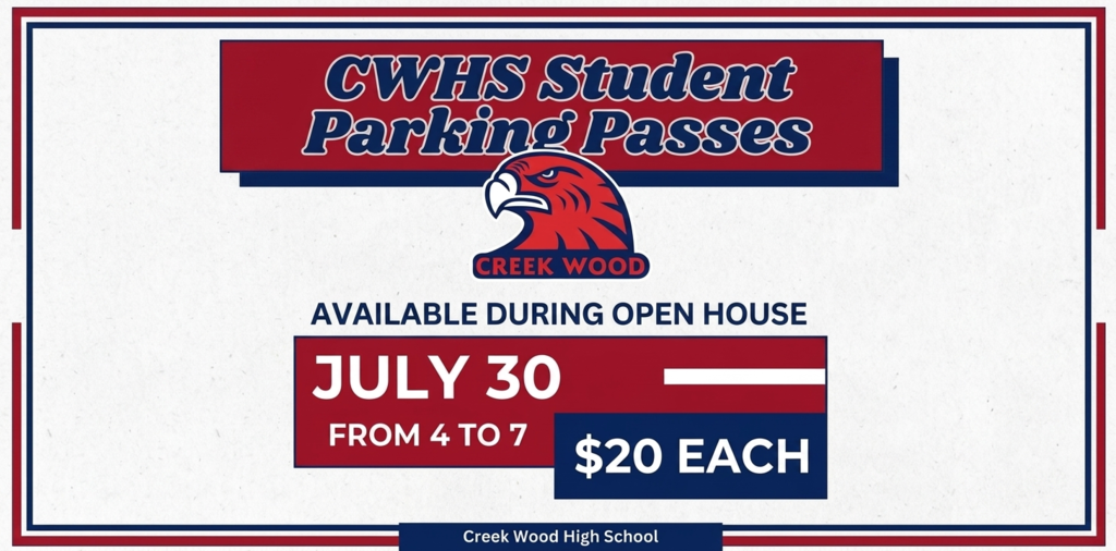 Parking Passes $20 at Open House July 30 in the office with Coach Baker