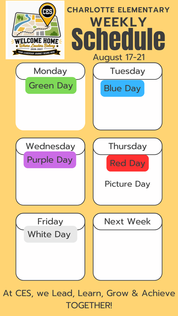 weekly schedule for Aug 17