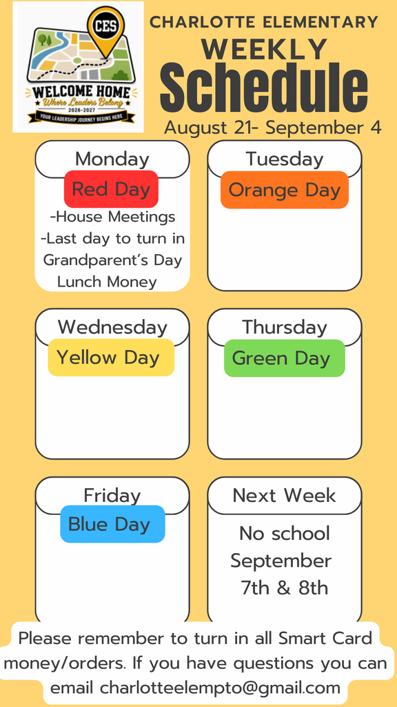 Aug 31 weekly schedule