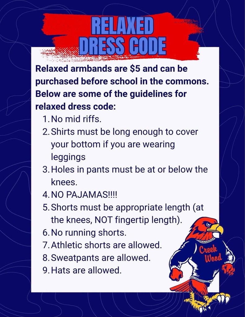 $5 cash relaxed dress code week Aug 31 to Sept 4.
