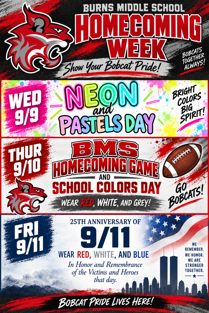 Dress in neons and pastels Wednesday, BMS colors Thursday, and red, white and blue Friday