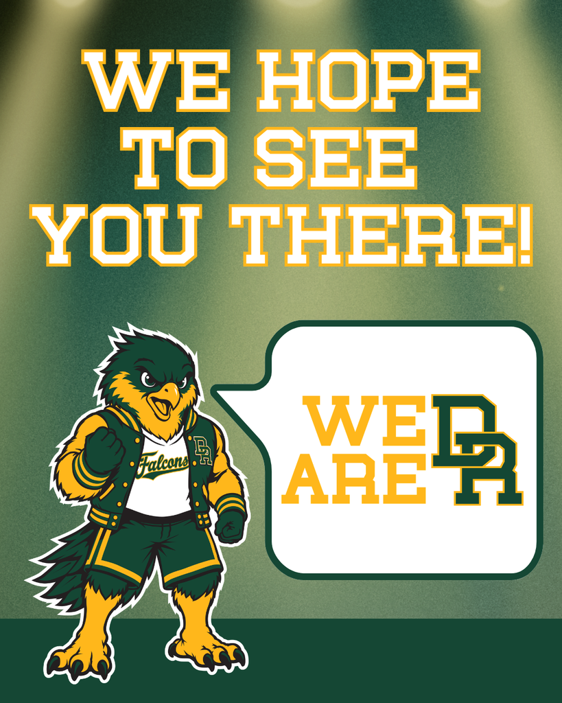 TOMORROW! ✨ Green & Gold night is finally here! Join us for DRRHS's Annual Green & Gold Night tomorrow night from 6 - 8 PM. We are so excited to welcome our community and showcase what makes DRRHS so special. Meet teachers, coaches, and students! Head on a tour to explore our campus and classrooms! And experience our Falcon Pride! There is truly #SomethingForEveryone! #WeAreDR #WeAreAllFalcons #DT2030 #EIS