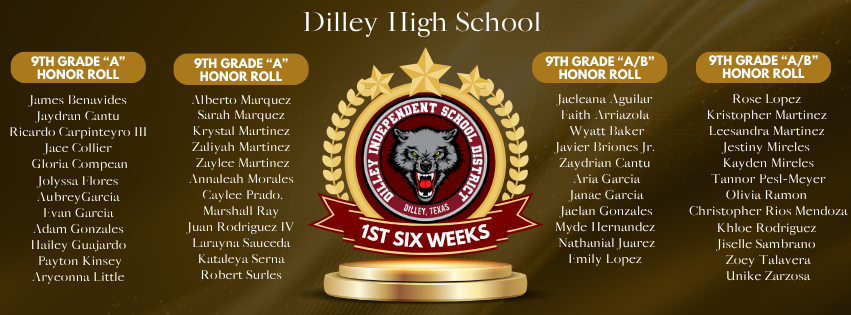 Display showing "Diley High School" at the top, a golden trophy, and names listed below the trophy.