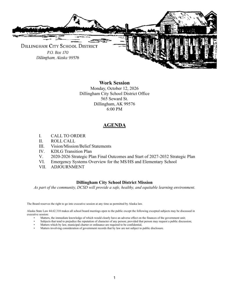 Oct 12 Work Session Agenda