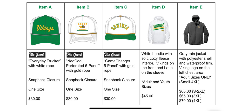 Spirit Wear Fundraiser Items