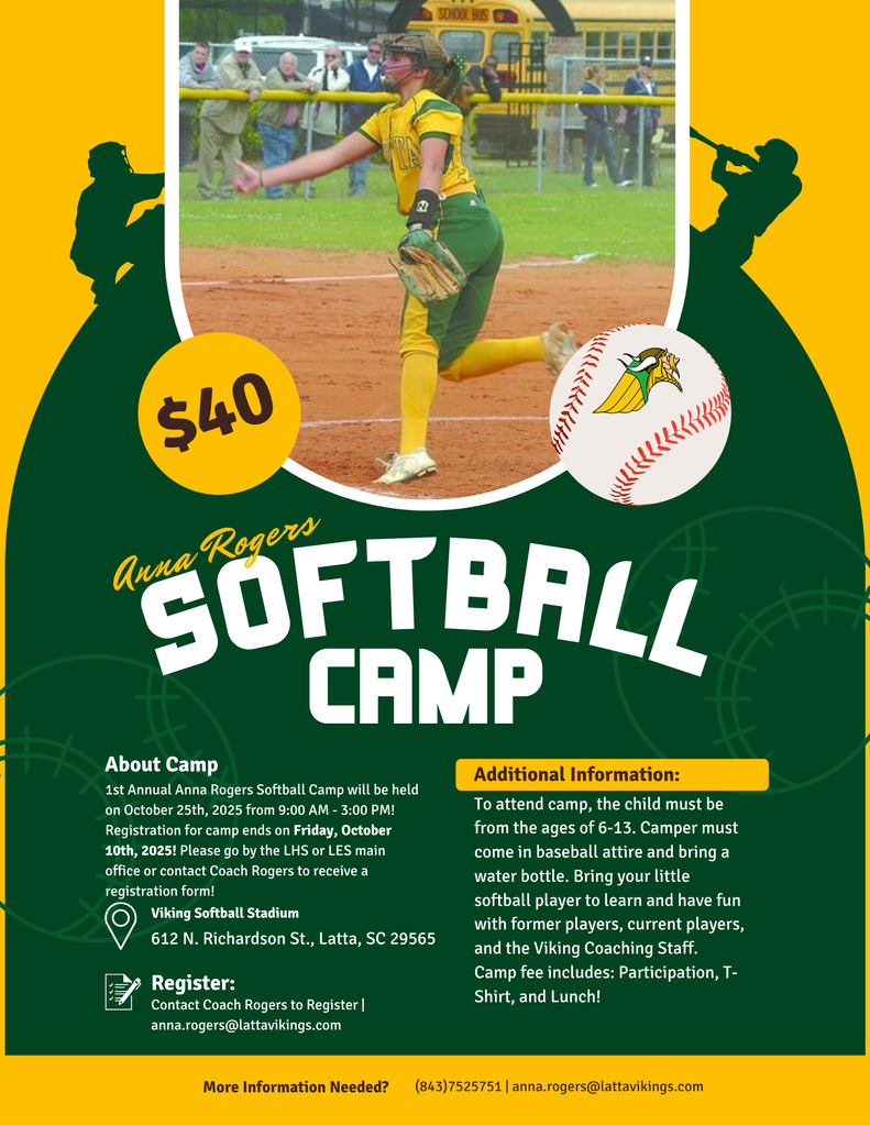 Flyer for Softball Camp on October 25th.