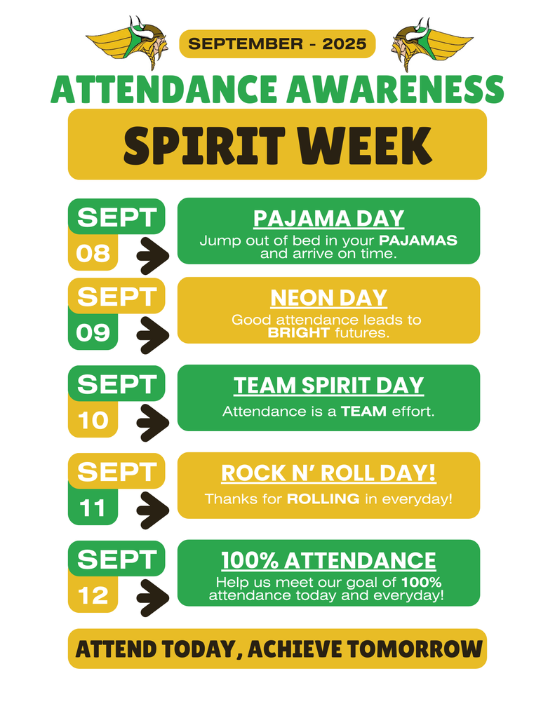 Flyer for dress up days to encourage attendance awareness