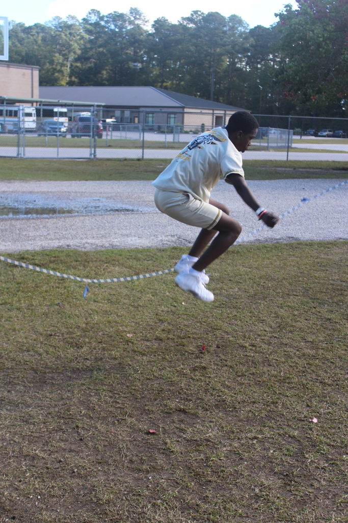 Student jumps rope.