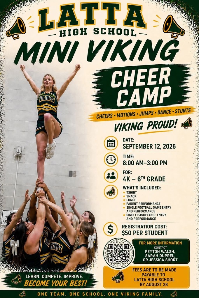 Flyer for cheer camp on Saturday, September 12, 2026 from 8-3