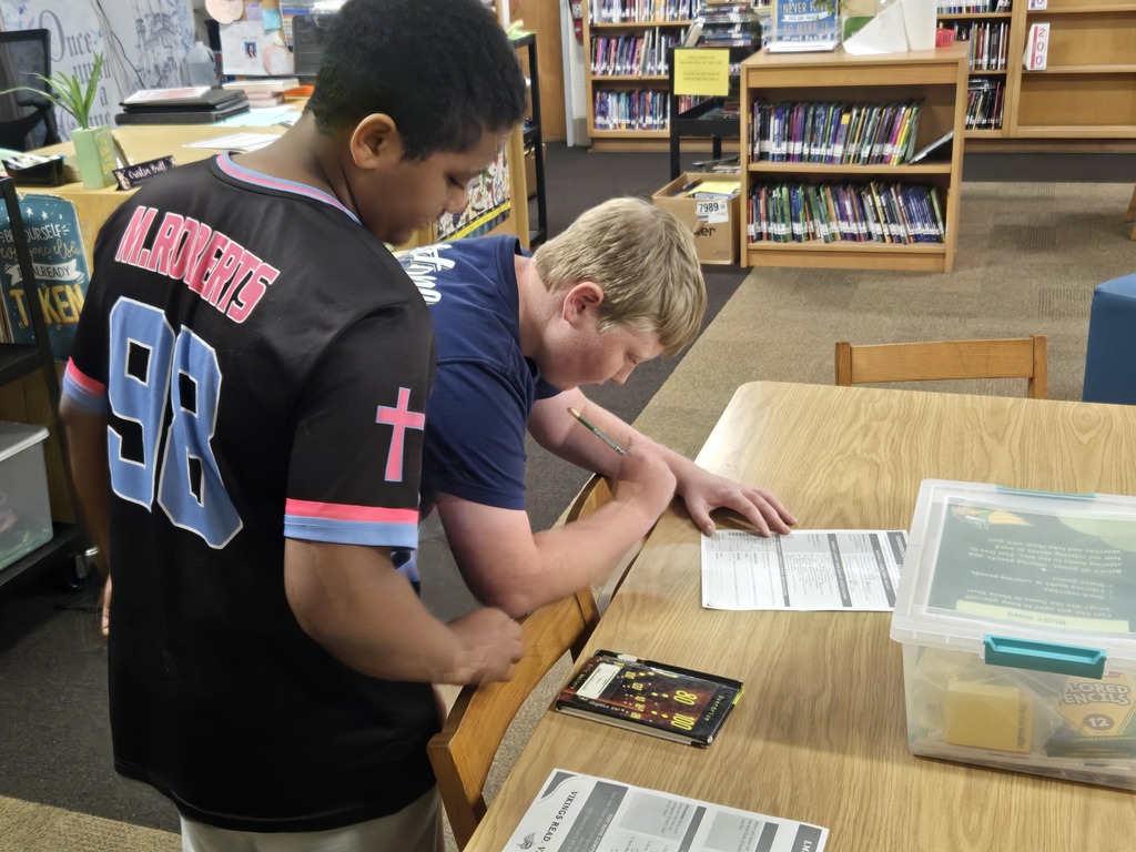 Students complete library scavenger hunt