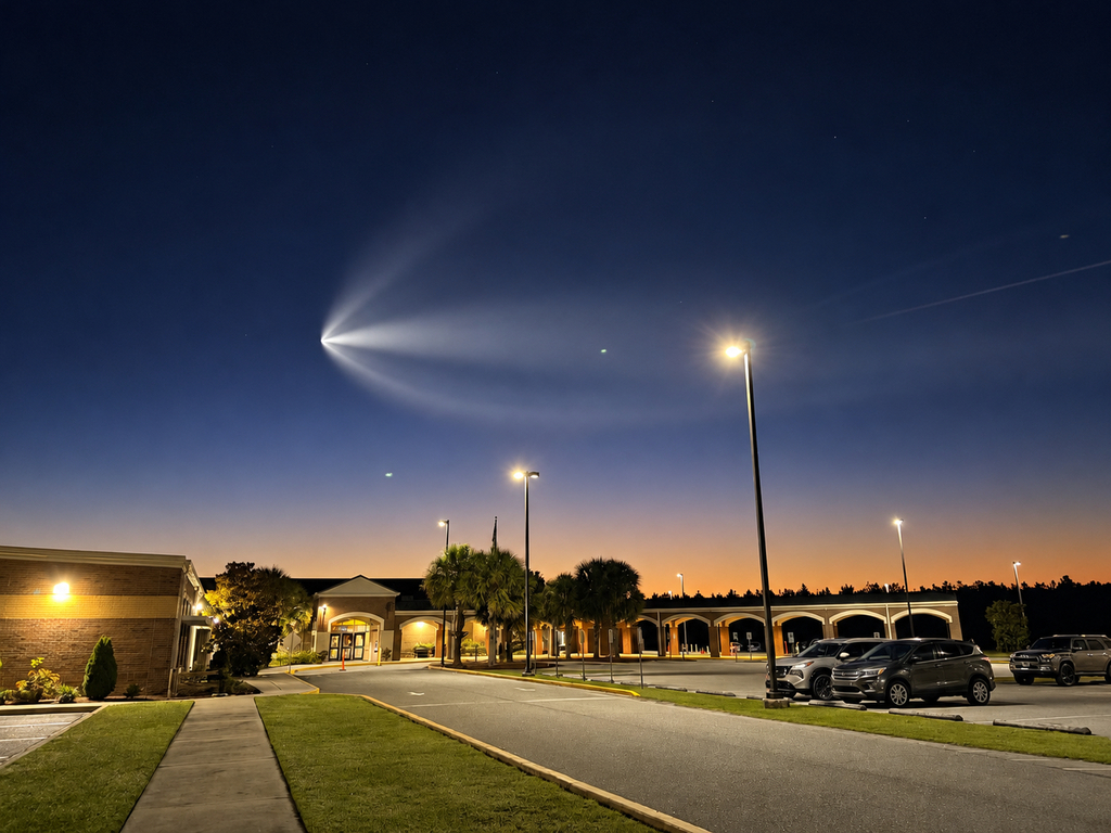 Rocket launch over Latta Elementary School
