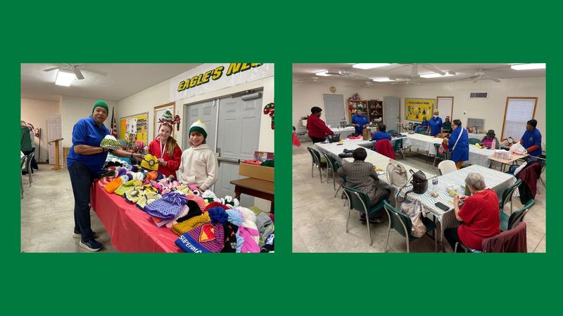 LES student council receiving donation from Latta Senior Empowerment Services