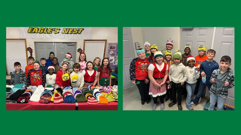 LES student council receiving donation from Latta Senior Empowerment Services