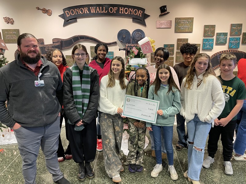 LMS student council presenting donation to PruittHealth in Dillon