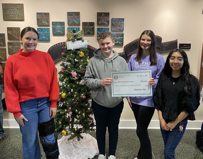 LHS FFA with donation check for Dillon County Animal Shelter