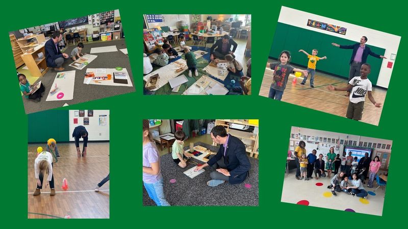 Collage of pictures from State Teacher of the year visit to LES