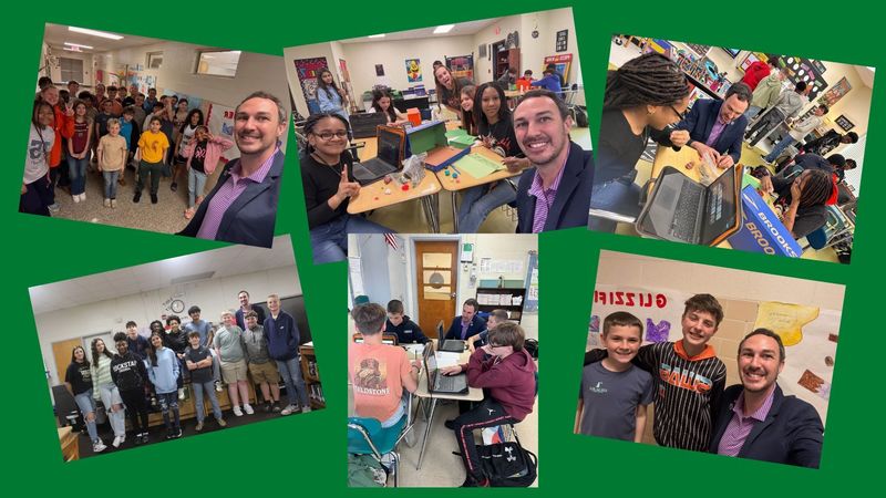 Collage of pictures from State Teacher of the year visit to LMS