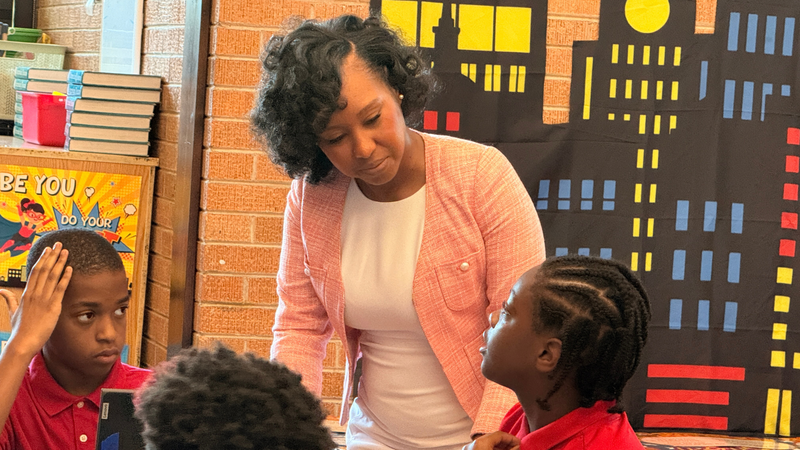 AP Barnes with students