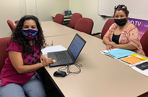 Adult education student and staff