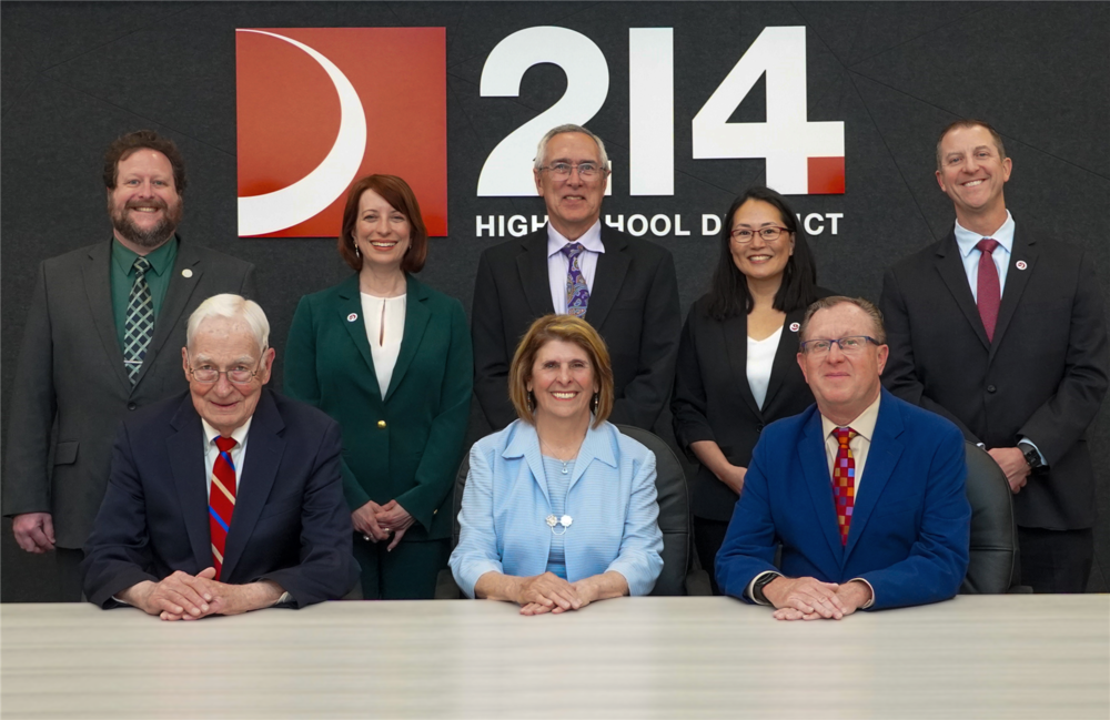 District 214 welcomes new board members and elects leadership for 2025-2026