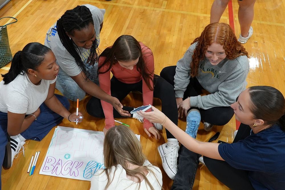 Fostering Connection: How Student Leaders are Building a Sense of Belonging in D214 making signs