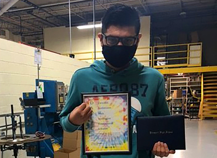 D214 life program graduate lands full-time manufacturing job