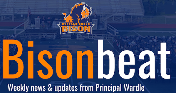 The Bison Beat logo  with Bison in orange and beat in white with the bison logo on top