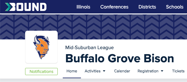 Buffalo Grove High School screenshot of the new Bound calendar site