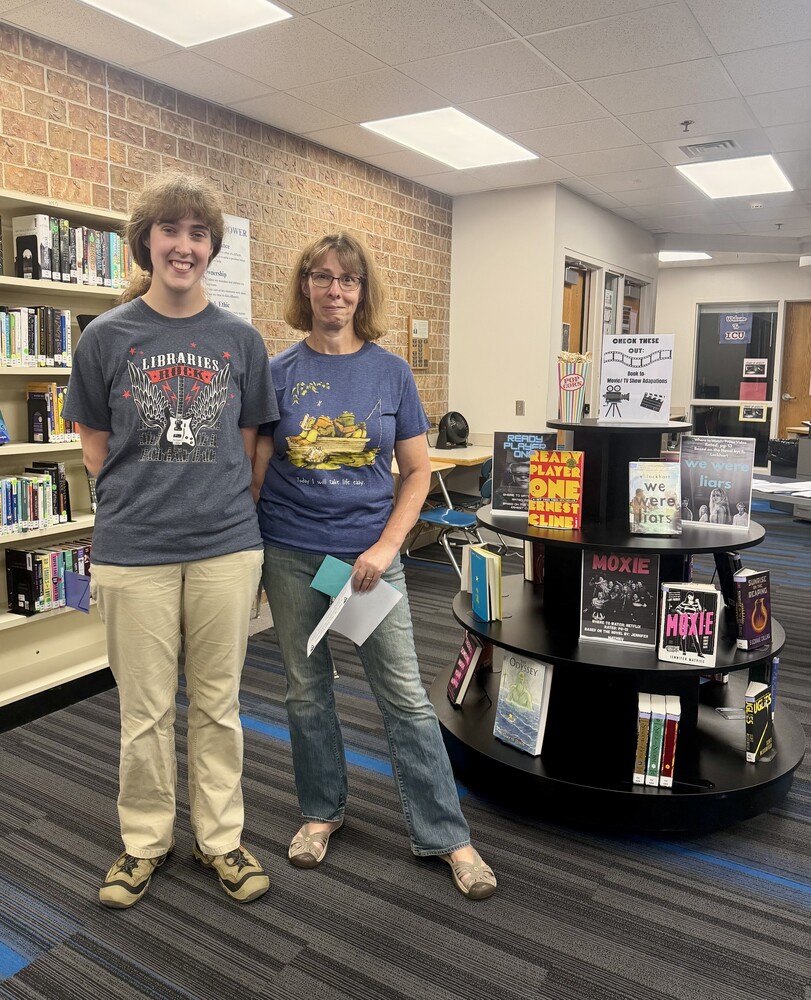 lucinda and nima in library
