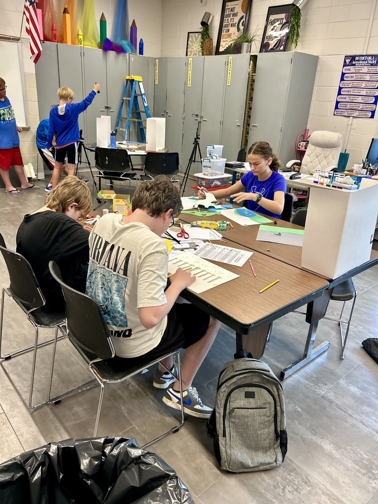 3 students working on stop motion videos at their desk