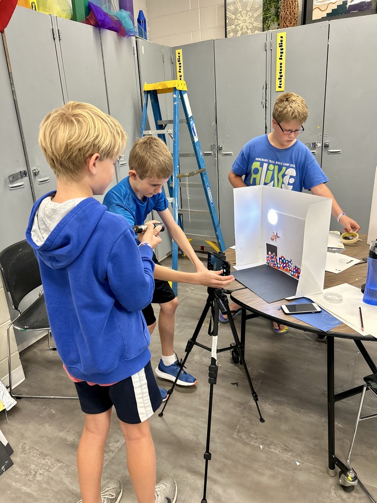 3 students working on stop motion video