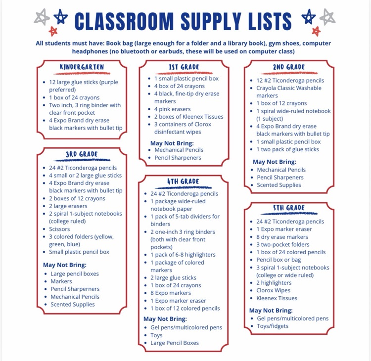 2026-2027 classroom supply list
