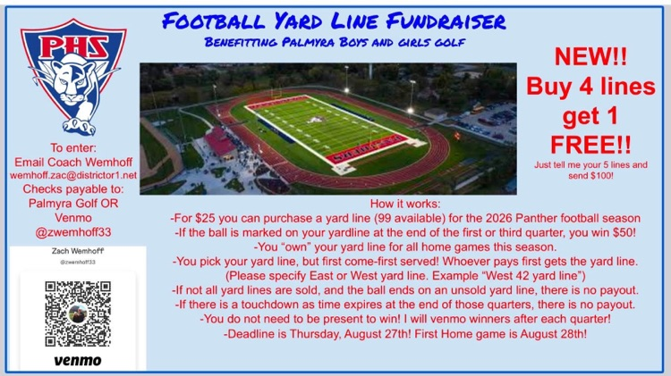 Football Yard Line Fundraiser for Golf Team