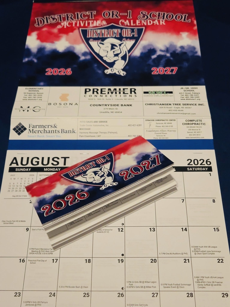 Calendars for Sale through Panther Music & Fine Arts Boosters