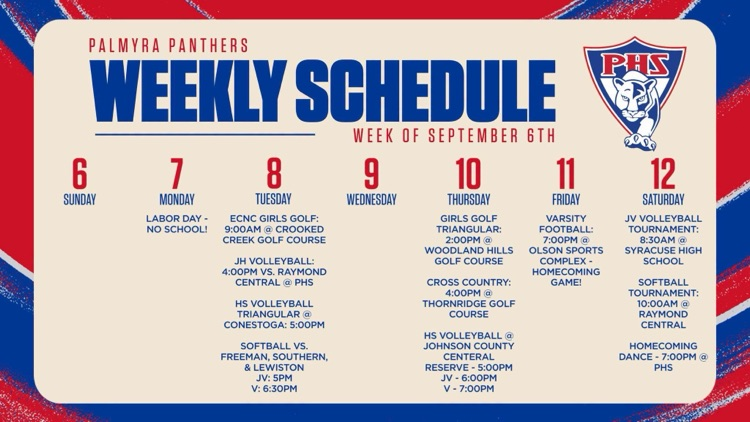 9/7 Weekly PHS Schedule