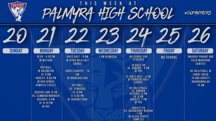 Calendar for Week of 9/21