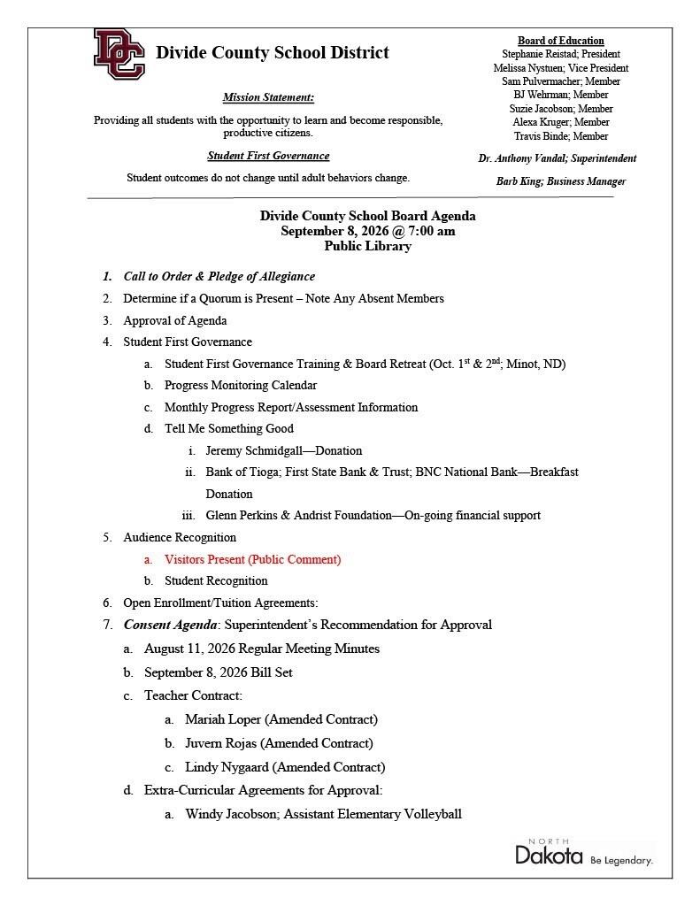 9/8 Sch Bd agenda pg 1