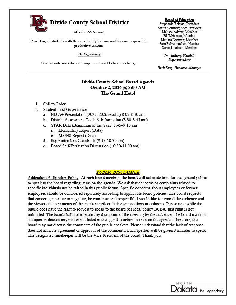 10-2-2026 Board Retreat Agenda