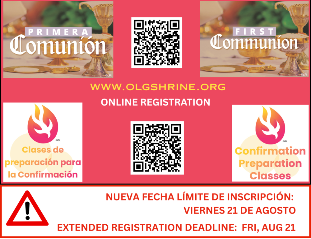 Online Registration: First Communion & Confirmation Classes, 2026-2027