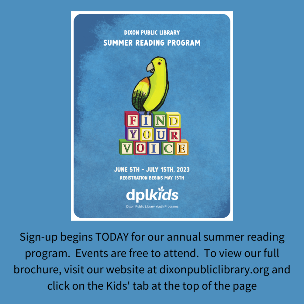 Dixon Public Library Summer Reading Program Signup Dixon Public Schools Dixon Public Library Summer Reading Program Signup Dixon Public Schools