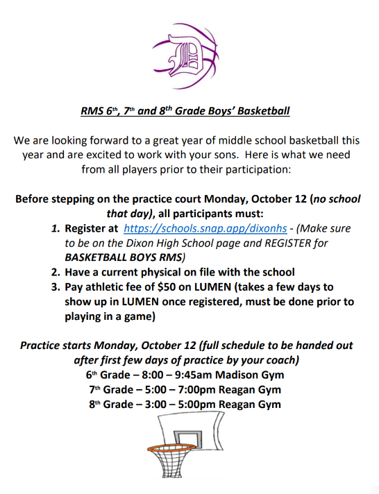 RMS Boys Basketball Sign Up