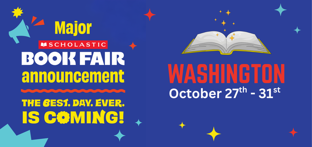 book fair graphic with book and horn