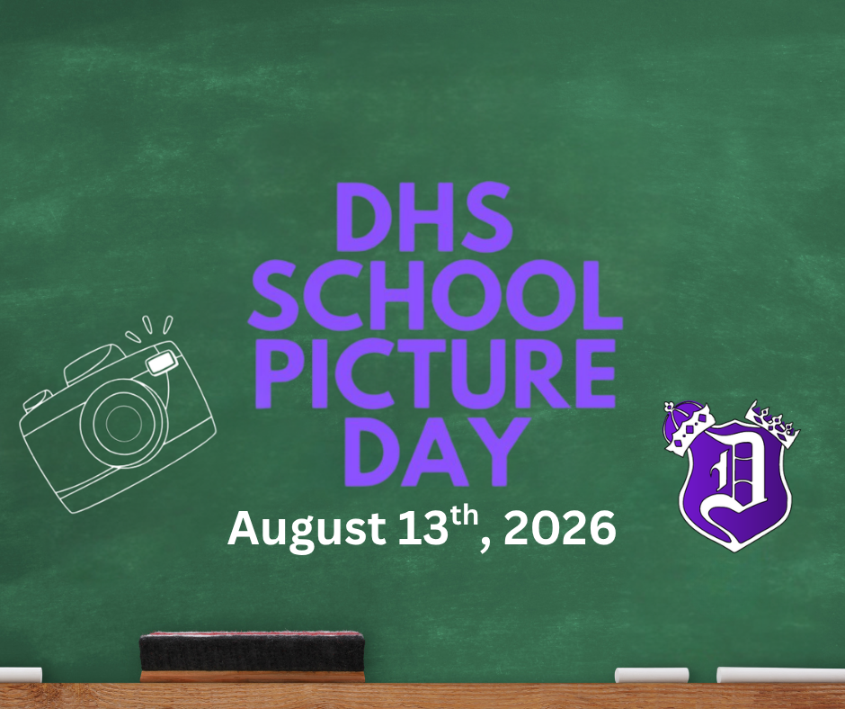 picture day graphic with date, camera and logo