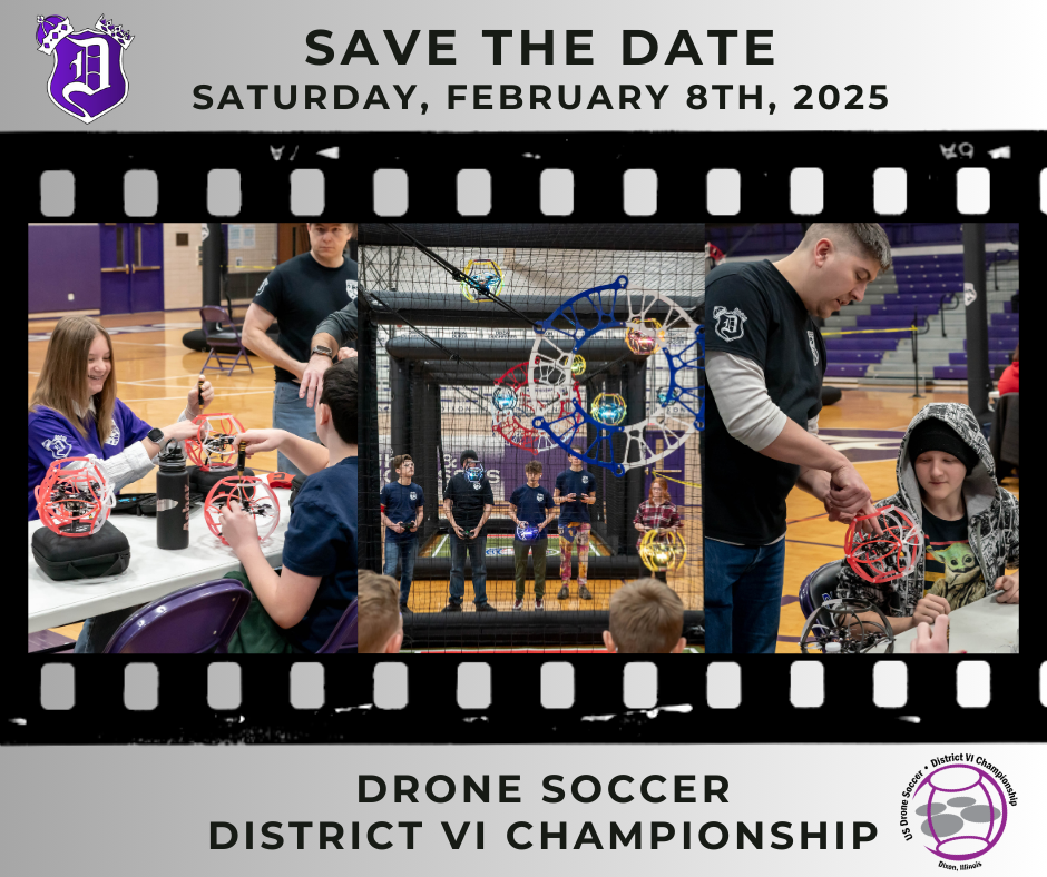 Save the Date drone soccer graphic
