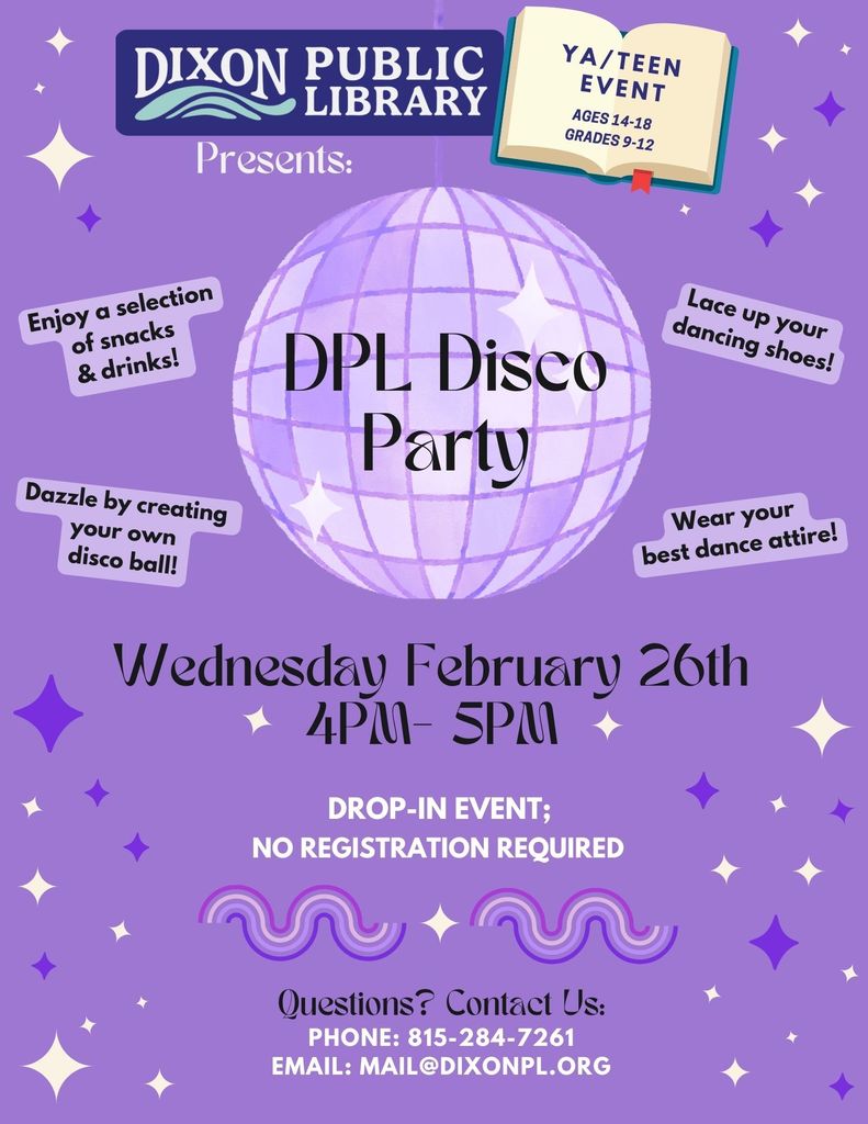 disco party flyer with disco ball in middle