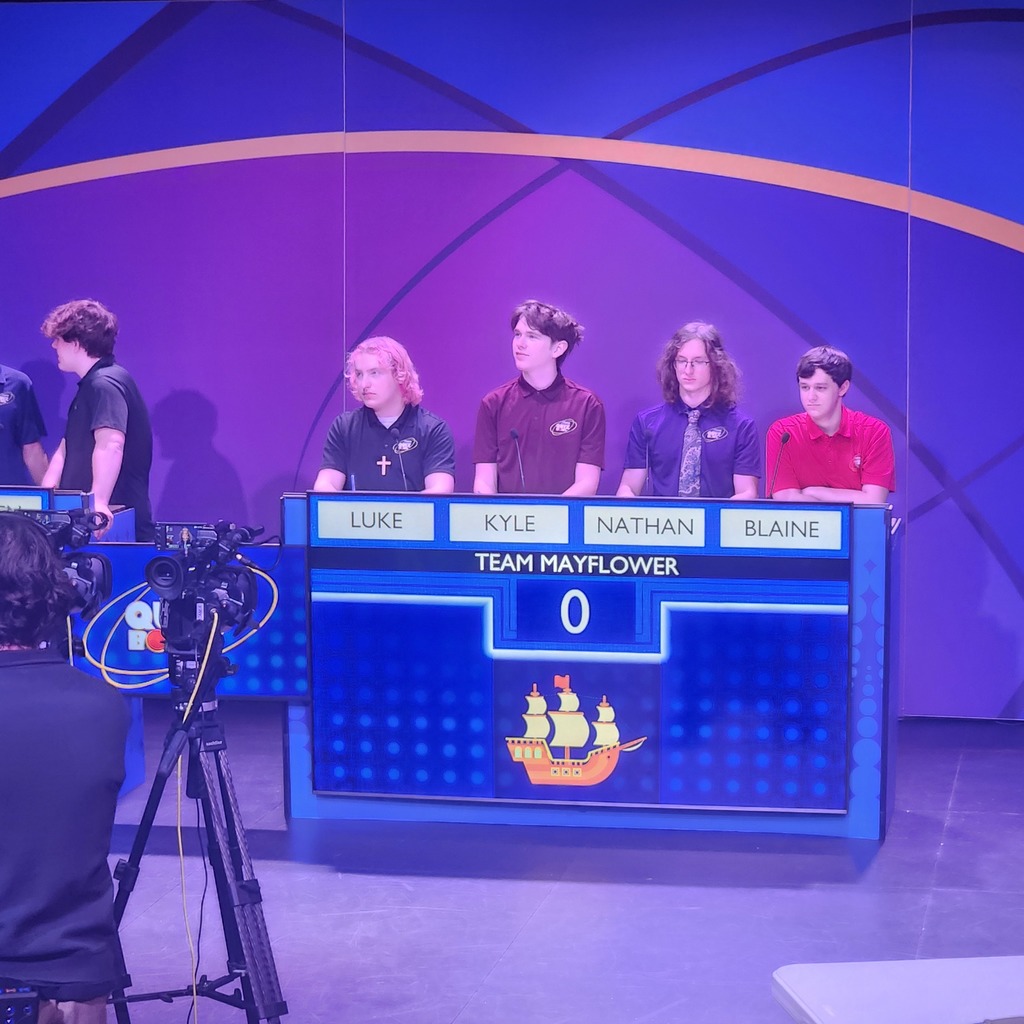 Quiz bowl students during taping of show