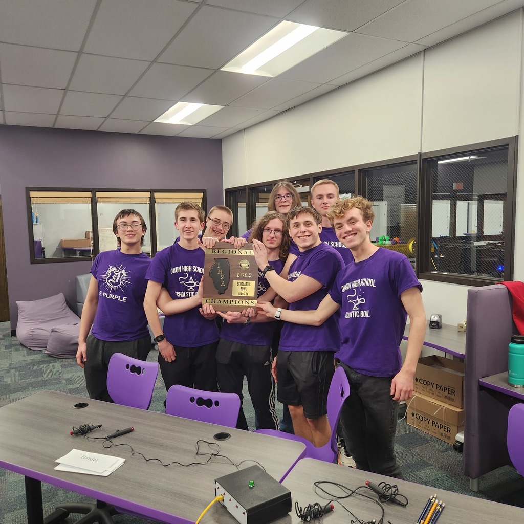 scholastic bowl regional championship team posing for photo with plaque in hand
