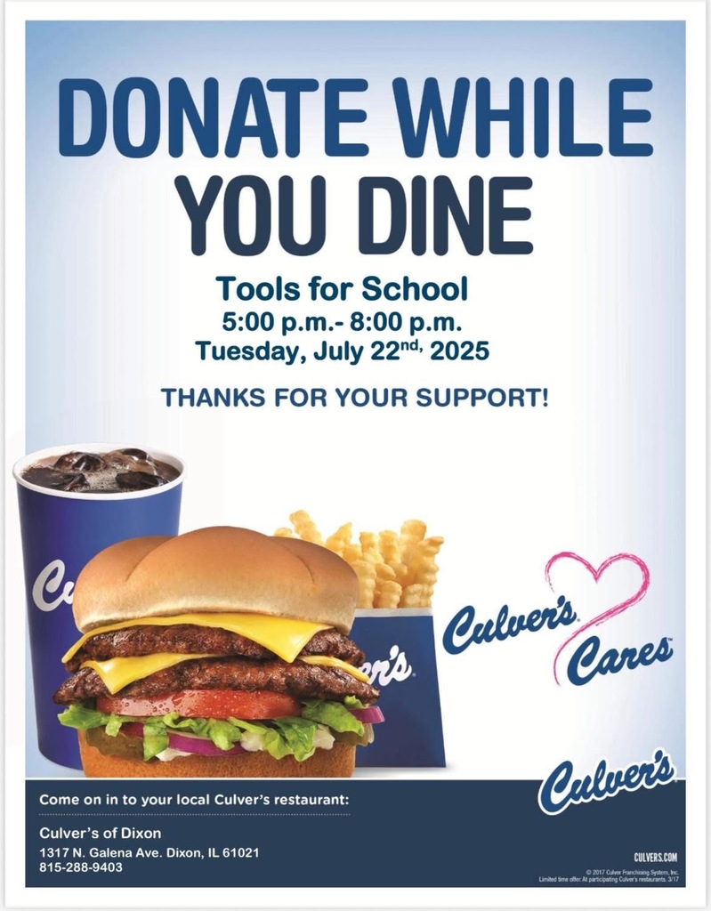culvers donate graphic with burger and fries on it