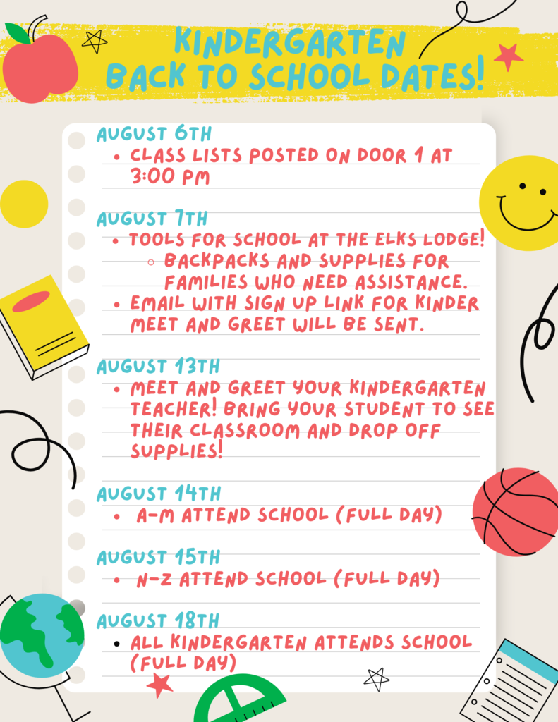 Kinder Back to School flyer with dates 